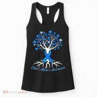 In April We Wear Blue Pinwheel Child Abuse Prevention Month Women's Tank Top thumb 0