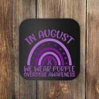 In August We Wear Purple Overdose Awareness Coaster thumb 0