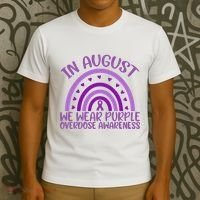 In August We Wear Purple Overdose Awareness T-Shirt thumb 3