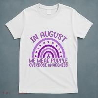 In August We Wear Purple Overdose Awareness T-Shirt thumb 5