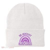In August We Wear Purple Overdose Awareness Beanie thumb 0
