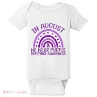 In August We Wear Purple Overdose Awareness Baby Bodysuit thumb 0