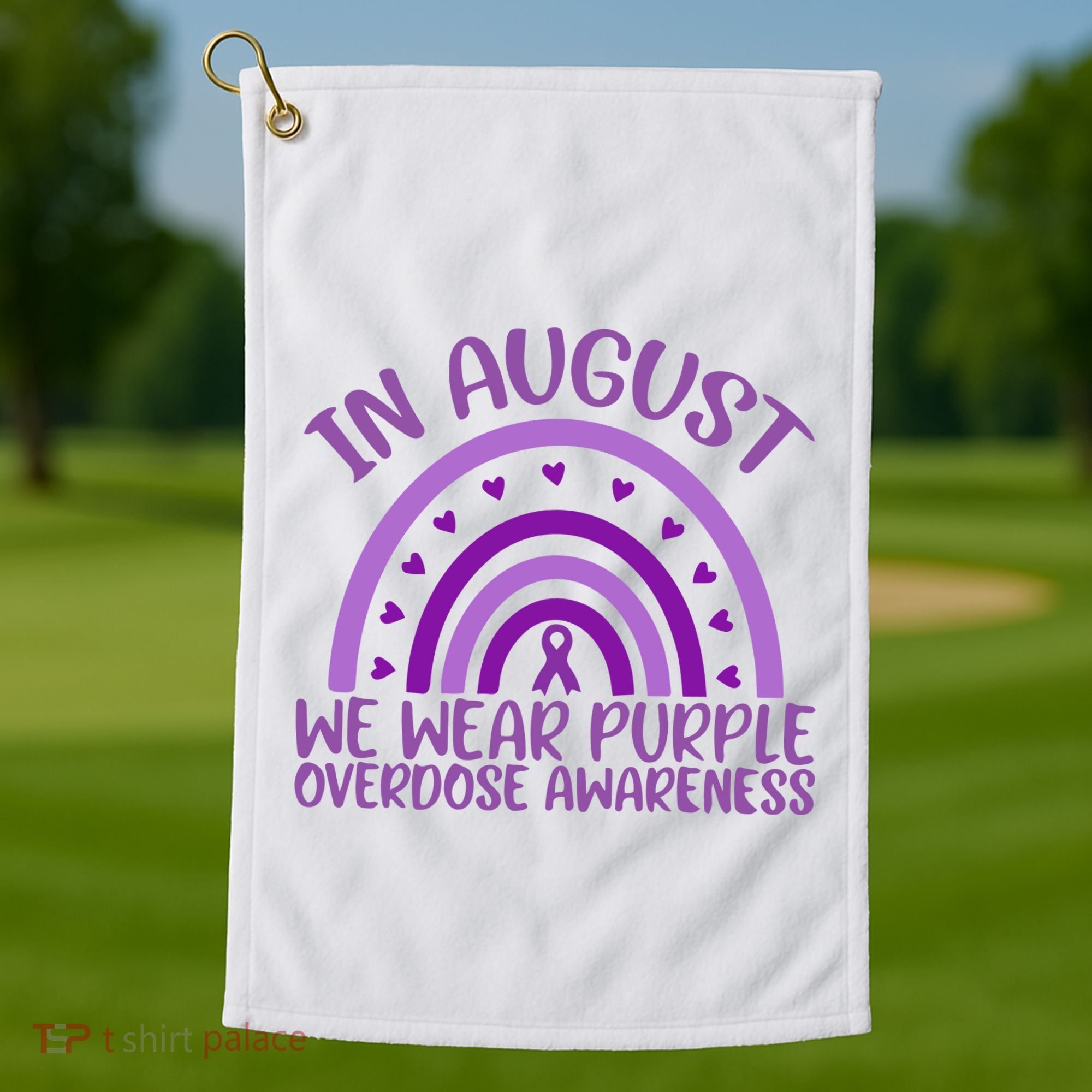 In August We Wear Purple Overdose Awareness Golf Towel