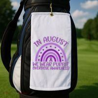 In August We Wear Purple Overdose Awareness Golf Towel thumb 2
