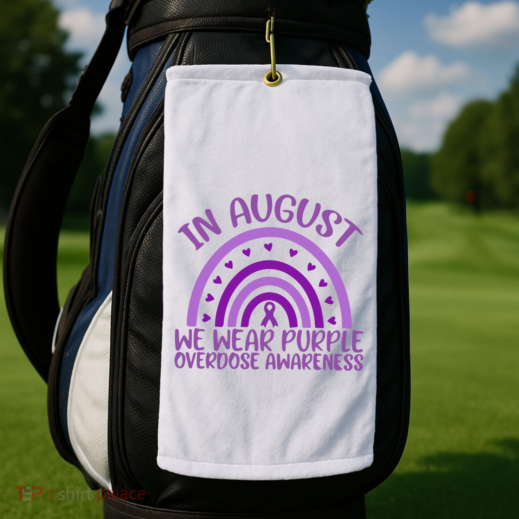 In August We Wear Purple Overdose Awareness Golf Towel
