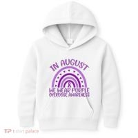 In August We Wear Purple Overdose Awareness Kids Hoodie thumb 0