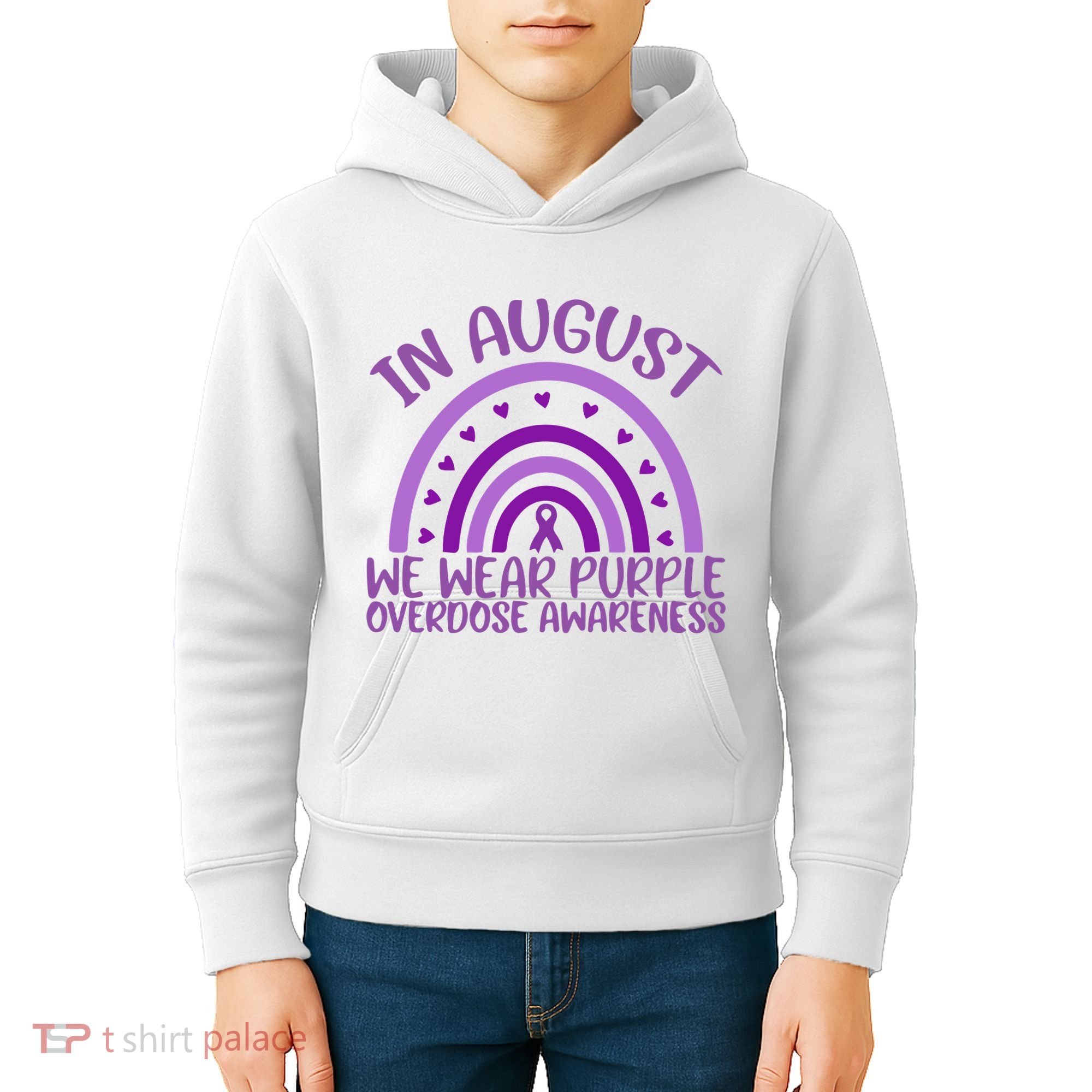 In August We Wear Purple Overdose Awareness Kids Hoodie