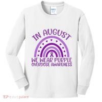 In August We Wear Purple Overdose Awareness Kids Long Sleeve Shirt thumb 0