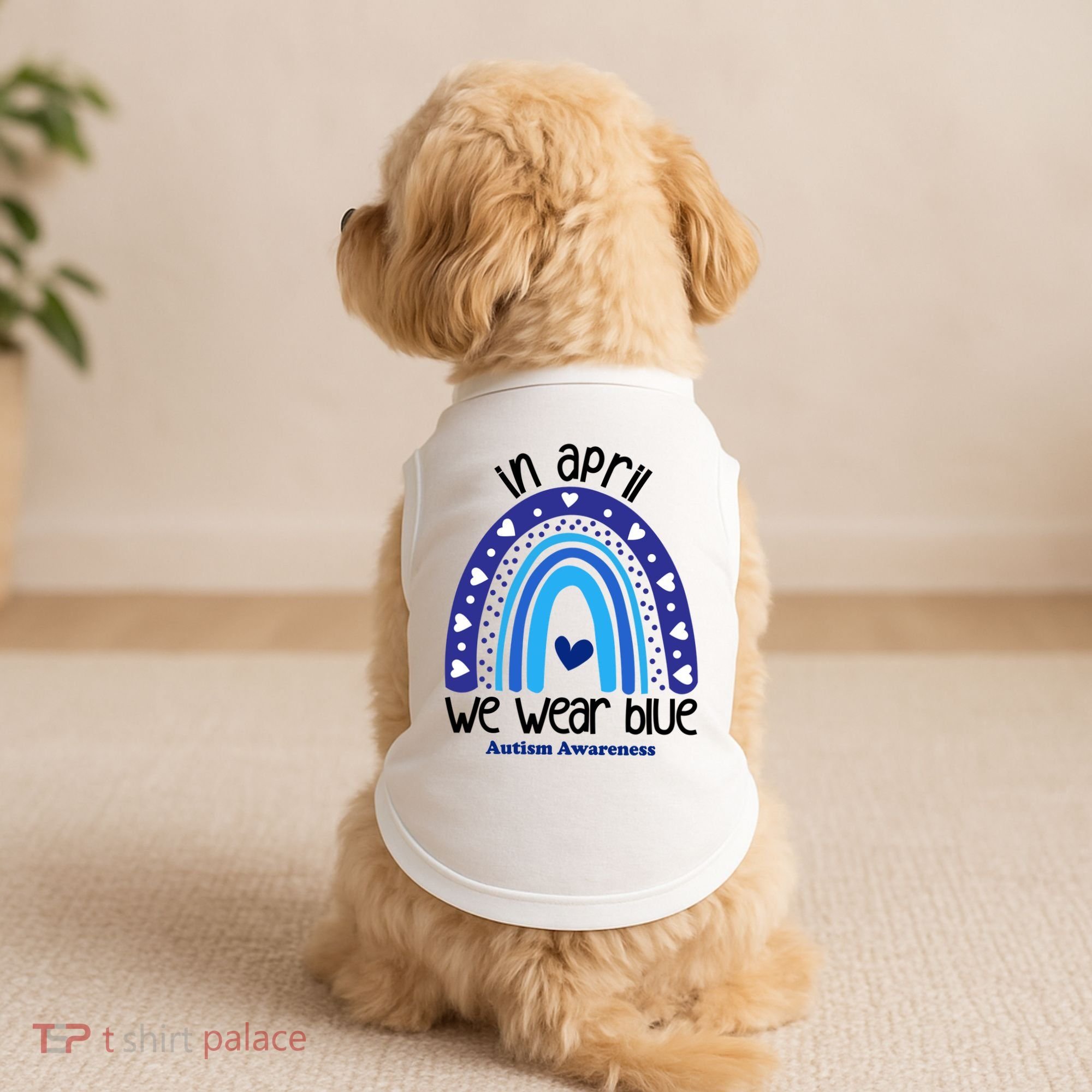 In April We Wear Blue Autism Awareness Doggie Tank