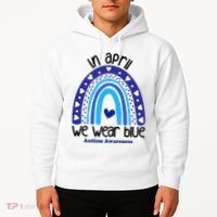 In April We Wear Blue Autism Awareness Hoodie thumb 2