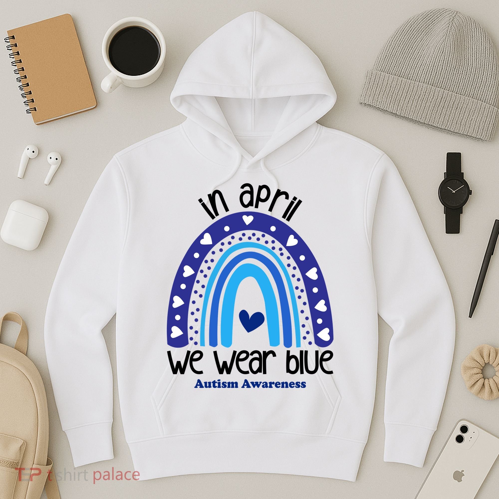 In April We Wear Blue Autism Awareness Hoodie