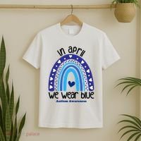 In April We Wear Blue Autism Awareness T-Shirt thumb 2