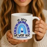 In April We Wear Blue Autism Awareness Coffee Mug thumb 3