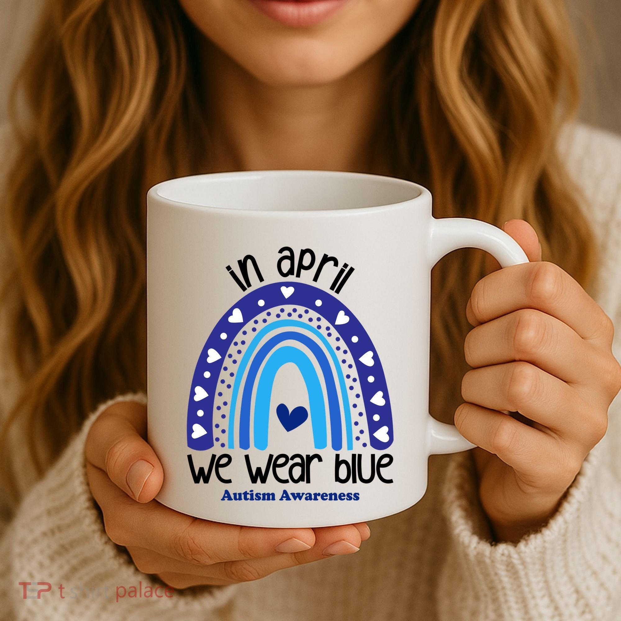 In April We Wear Blue Autism Awareness Coffee Mug