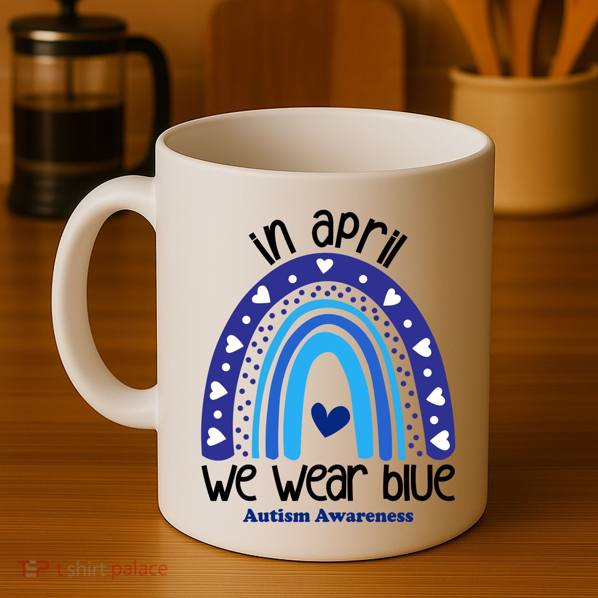 In April We Wear Blue Autism Awareness Coffee Mug