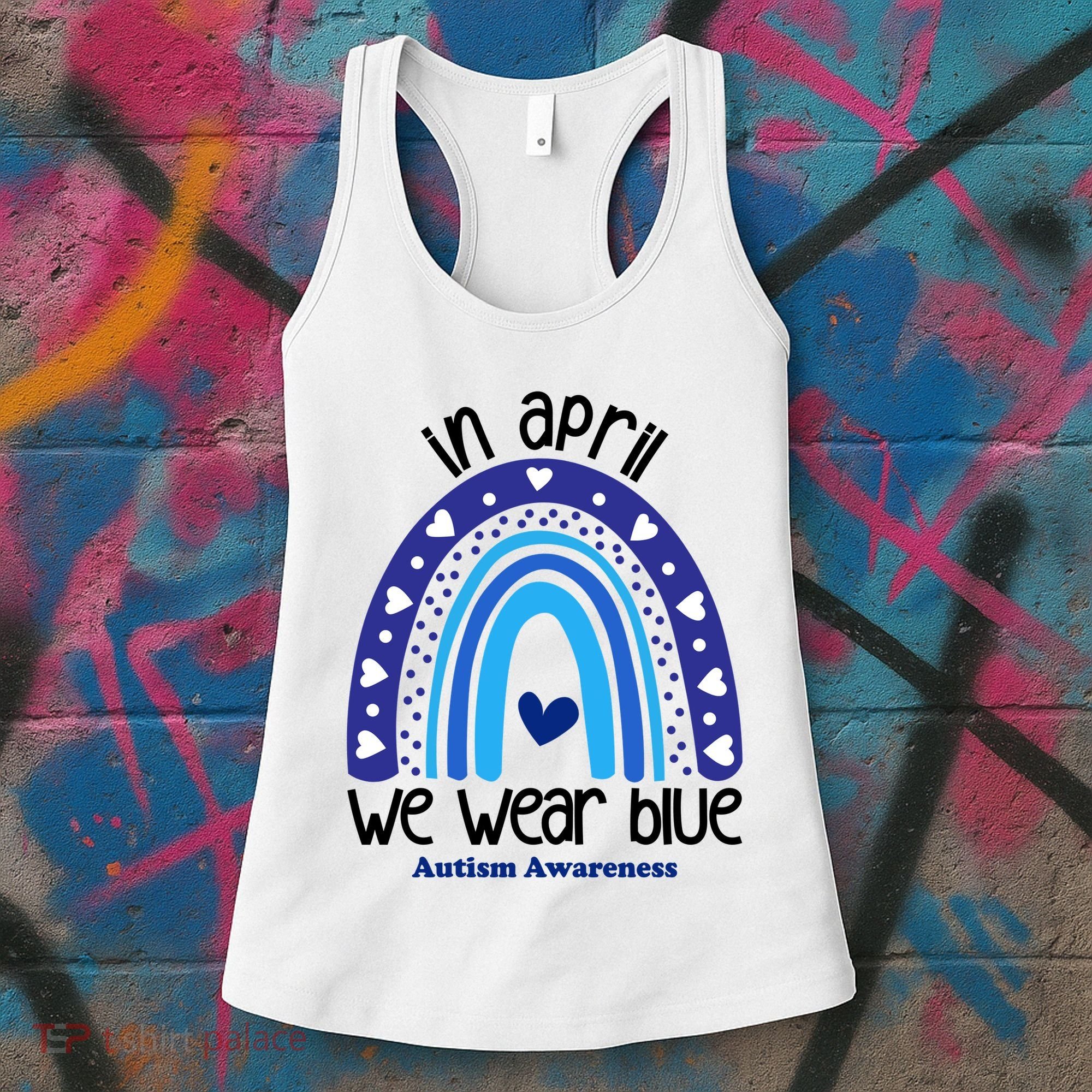 In April We Wear Blue Autism Awareness Women's Tank Top