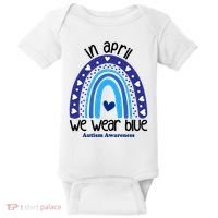 In April We Wear Blue Autism Awareness Baby Bodysuit thumb 0