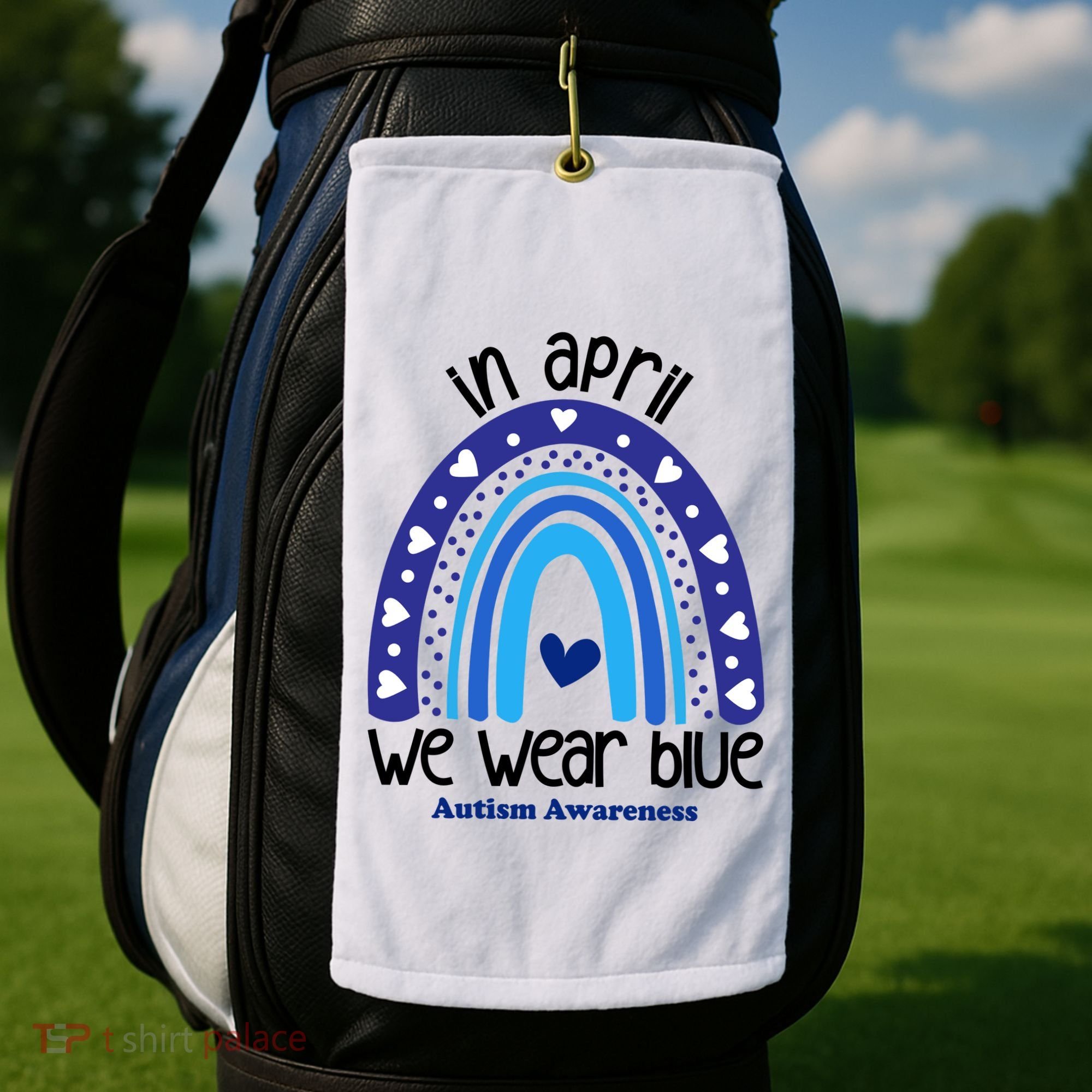 In April We Wear Blue Autism Awareness Golf Towel