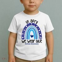 In April We Wear Blue Autism Awareness Toddler T-Shirt thumb 2