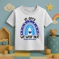 In April We Wear Blue Autism Awareness Toddler T-Shirt thumb 3