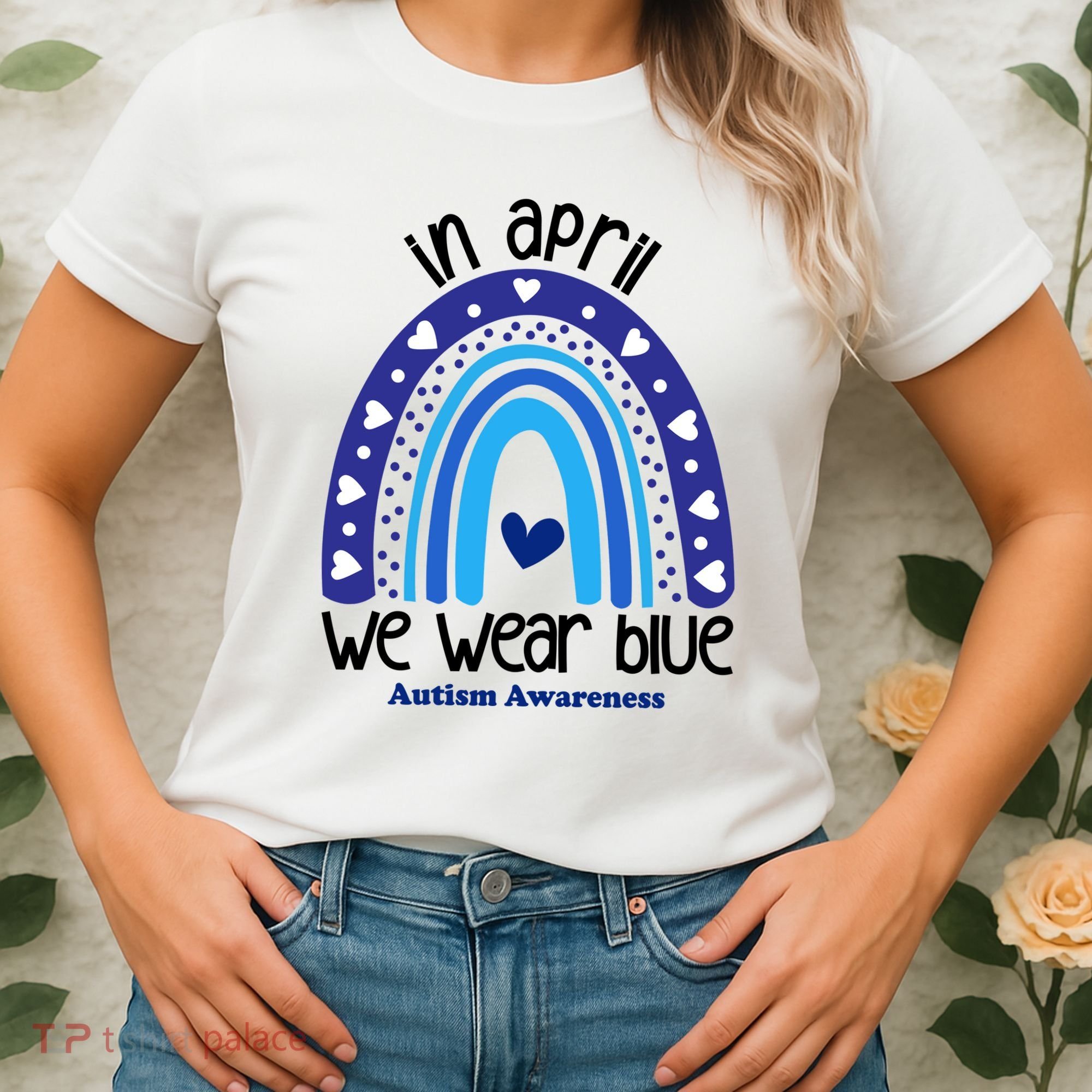 In April We Wear Blue Autism Awareness Women's T-Shirt