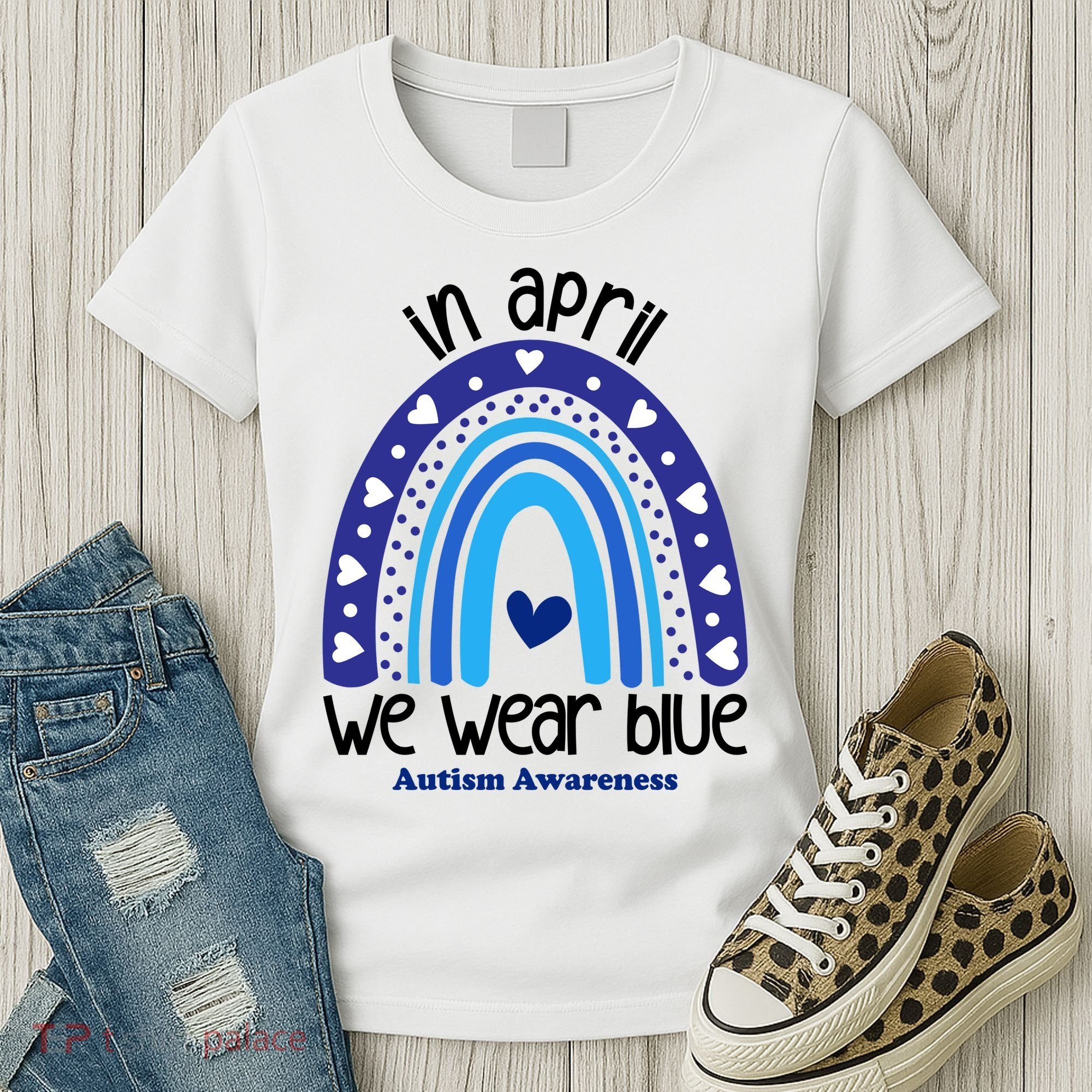 In April We Wear Blue Autism Awareness Women's T-Shirt