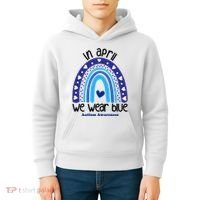 In April We Wear Blue Autism Awareness Kids Hoodie thumb 4