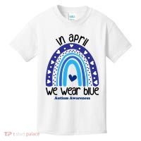 In April We Wear Blue Autism Awareness Kids T-Shirt thumb 0