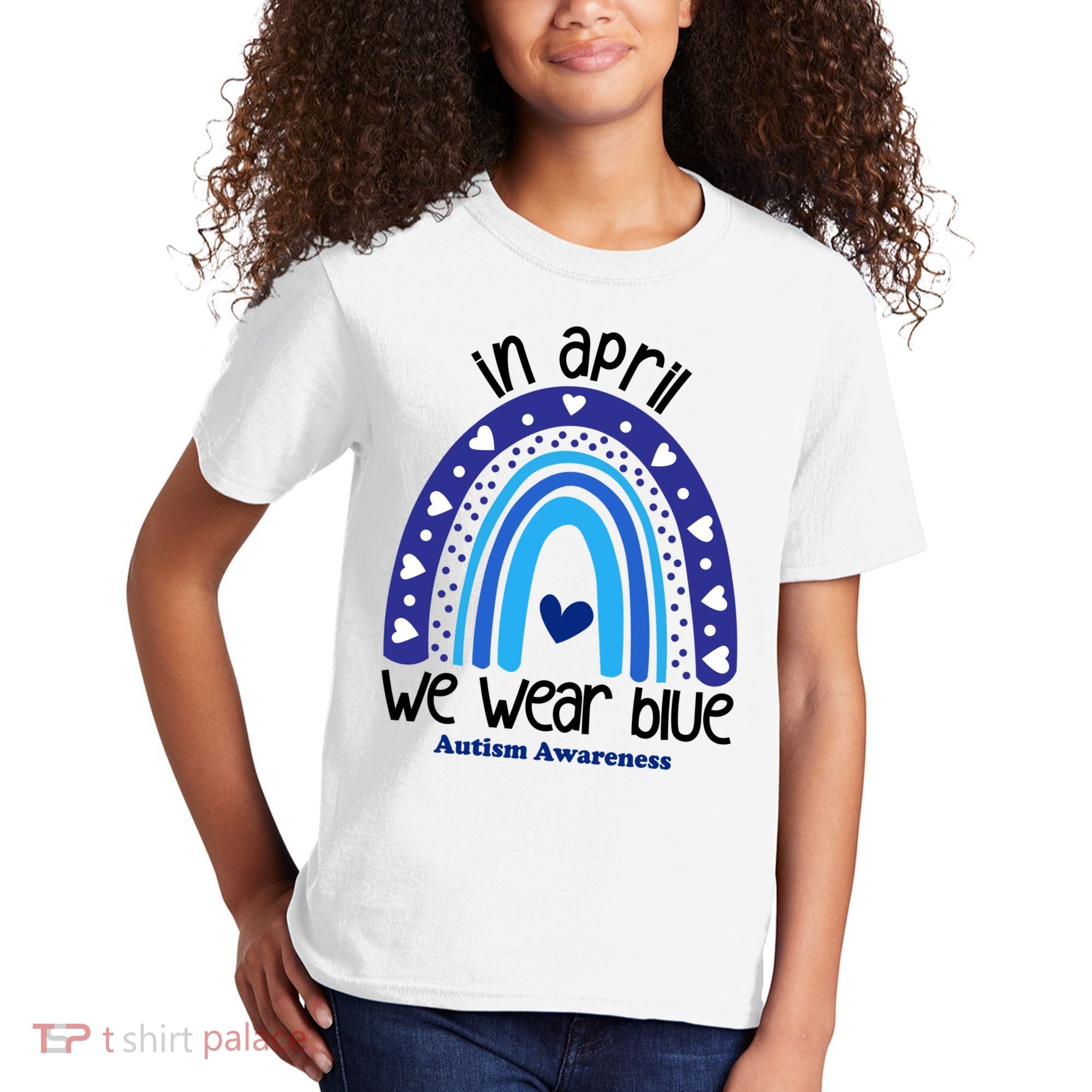 In April We Wear Blue Autism Awareness Kids T-Shirt