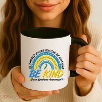 In A World Where You Can Be Anything Be Kind Down Syndrome Awareness Blue Yellow Coffee Mug thumb 3