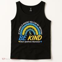 In A World Where You Can Be Anything Be Kind Down Syndrome Awareness Blue Yellow Tank Top thumb 2