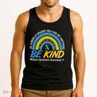 In A World Where You Can Be Anything Be Kind Down Syndrome Awareness Blue Yellow Tank Top thumb 3