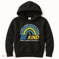 In A World Where You Can Be Anything Be Kind Down Syndrome Awareness Blue Yellow Kids Hoodie thumb 0