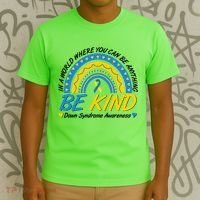 In A World Where You Can Be Anything Be Kind Down Syndrome Awareness Blue Yellow T-Shirt thumb 3