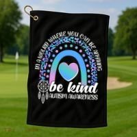 In A World Where You Can Be Anything Be Kind Autism Awareness Golf Towel thumb 1