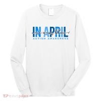 In April We Wear Blue Autism Awareness Long Sleeve Shirt thumb 0