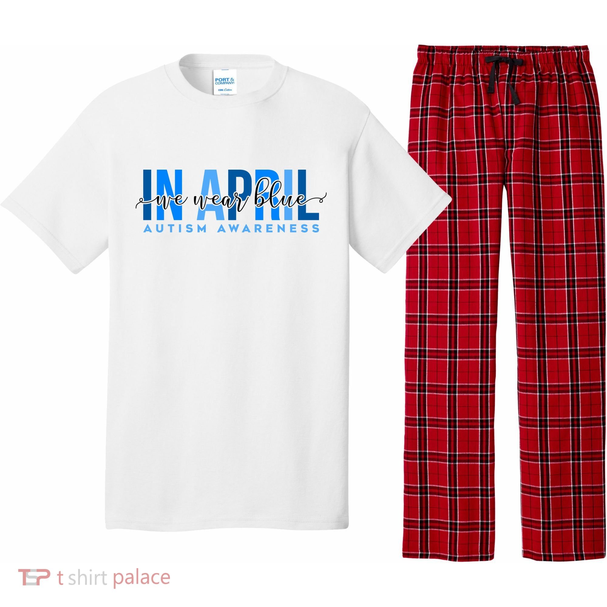 In April We Wear Blue Autism Awareness Pajama Set