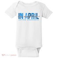 In April We Wear Blue Autism Awareness Baby Bodysuit thumb 0