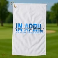 In April We Wear Blue Autism Awareness Golf Towel thumb 1