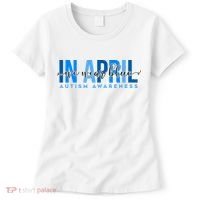 In April We Wear Blue Autism Awareness Women's T-Shirt thumb 0