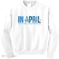 In April We Wear Blue Autism Awareness Kids Sweatshirt thumb 0