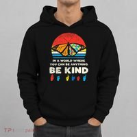 In A World Be Kind Monarch Butterfly Retro Autism Awareness  Hoodie thumb 0