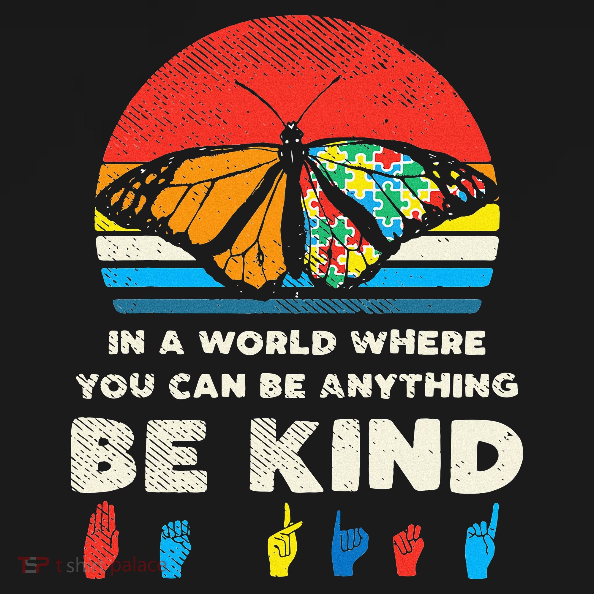In A World Be Kind Monarch Butterfly Retro Autism Awareness  Pajama Set