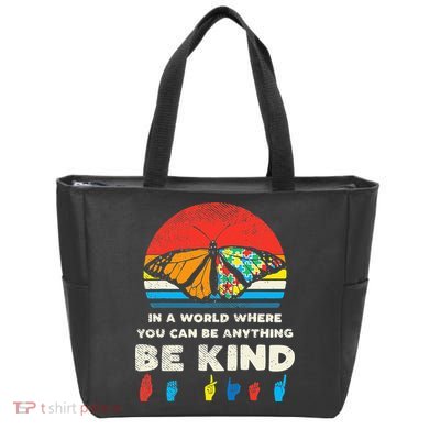In A World Be Kind Monarch Butterfly Retro Autism Awareness  Tote Bag