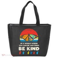 In A World Be Kind Monarch Butterfly Retro Autism Awareness  Tote Bag thumb 0