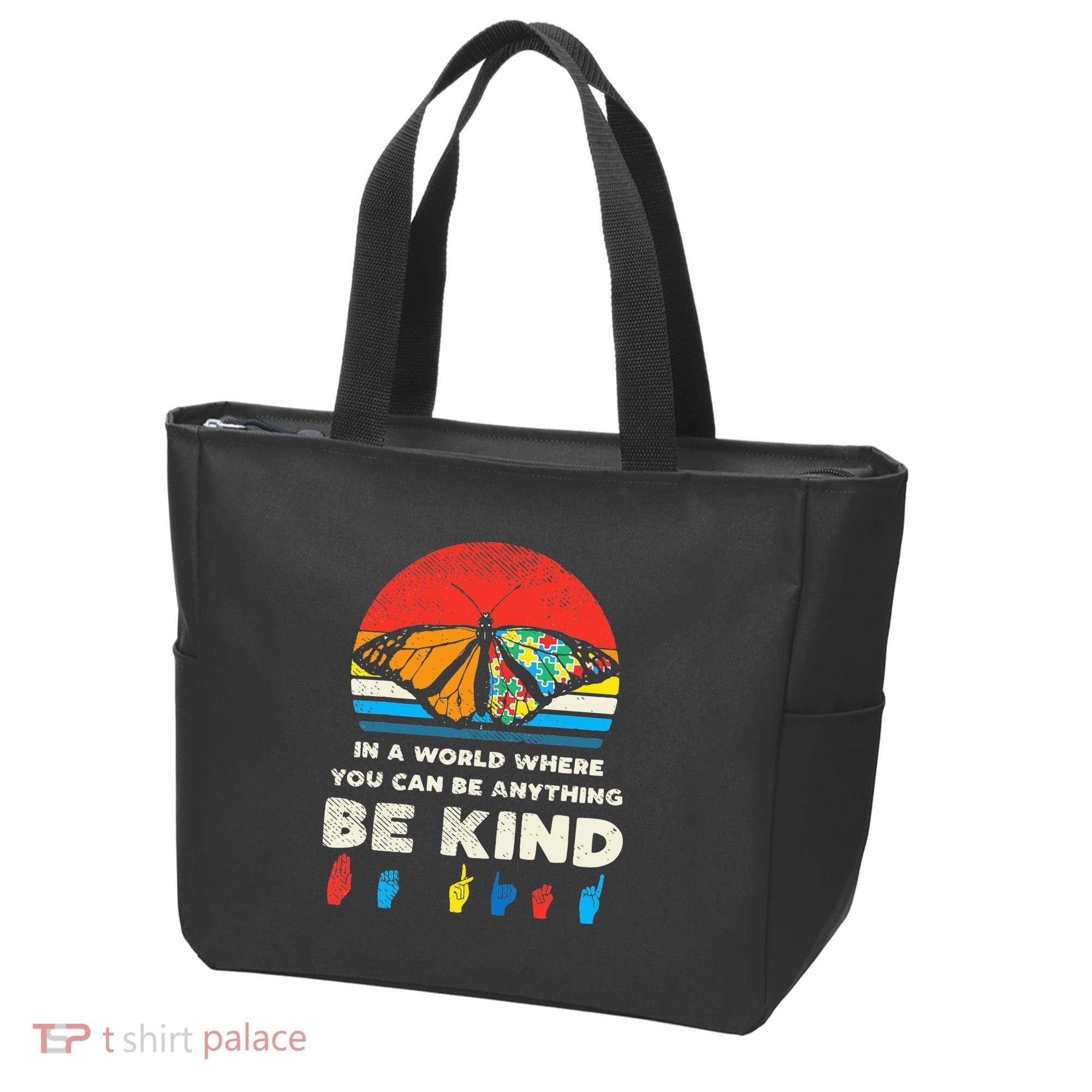 In A World Be Kind Monarch Butterfly Retro Autism Awareness  Tote Bag