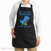 In April We Wear Blue Autism Awareness Month Dinosaur Apron thumb 2