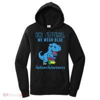 In April We Wear Blue Autism Awareness Month Dinosaur Women's Hoodie thumb 0
