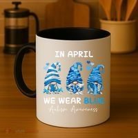 In April We Wear Blue Autism Awareness With Gnome Coffee Mug thumb 4