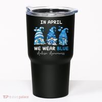 In April We Wear Blue Autism Awareness With Gnome Tumbler thumb 0